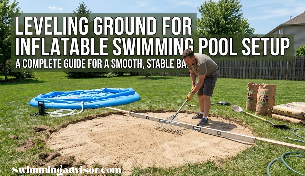 Leveling ground for inflatable swimming pool setup